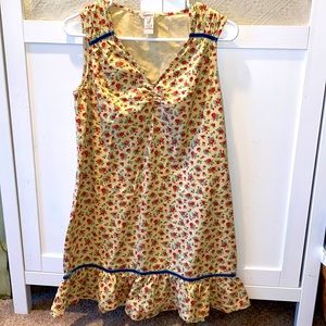 Sundance floral cotton nightgown velvet trim Sz M